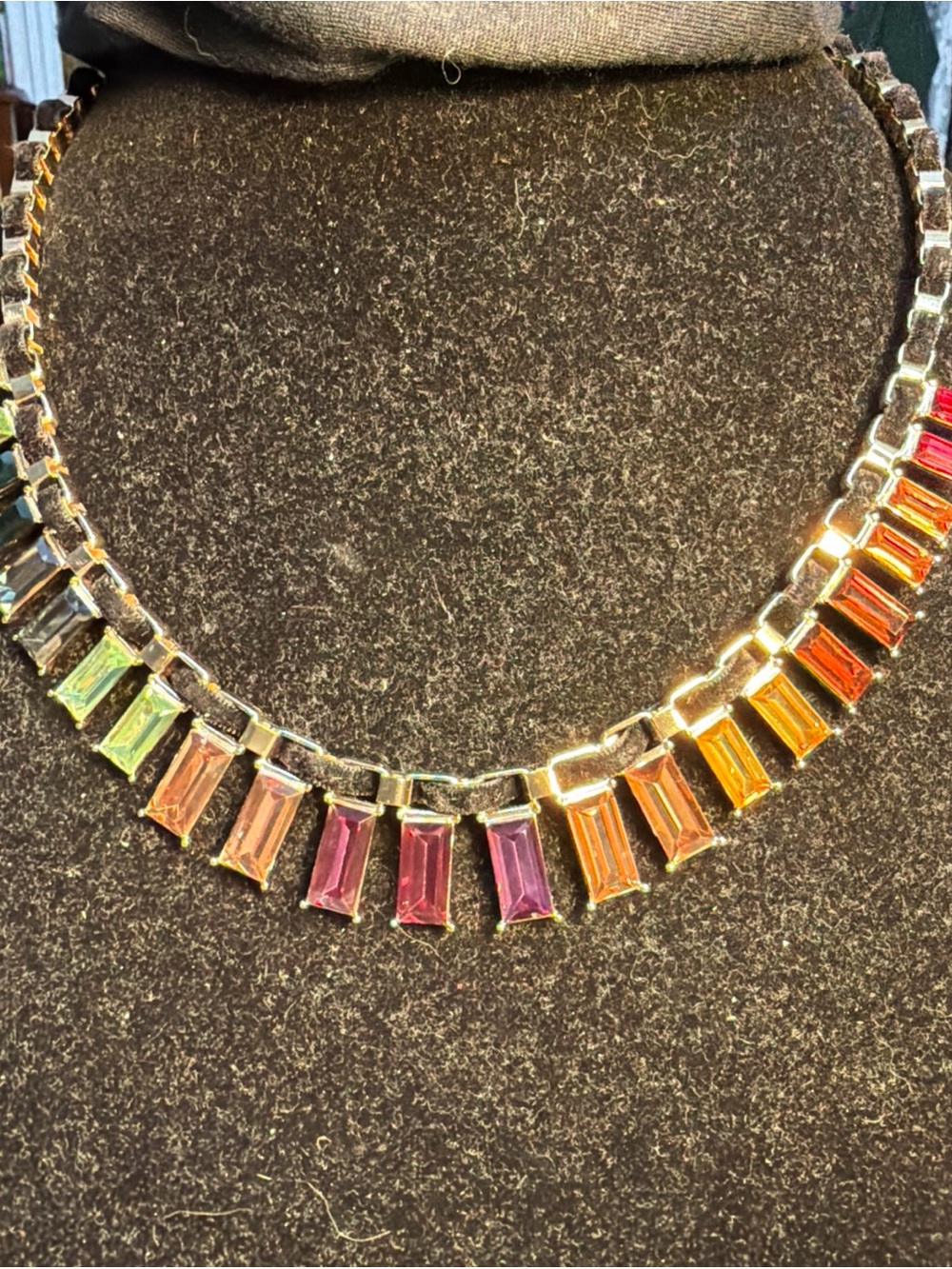 INC Multicolor Baguette Crystal Collar Necklace - 20”